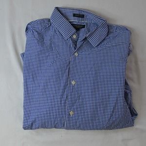 Banana Republic Large Blue White Gingham Check‎ Grant Slim Dress Shirt